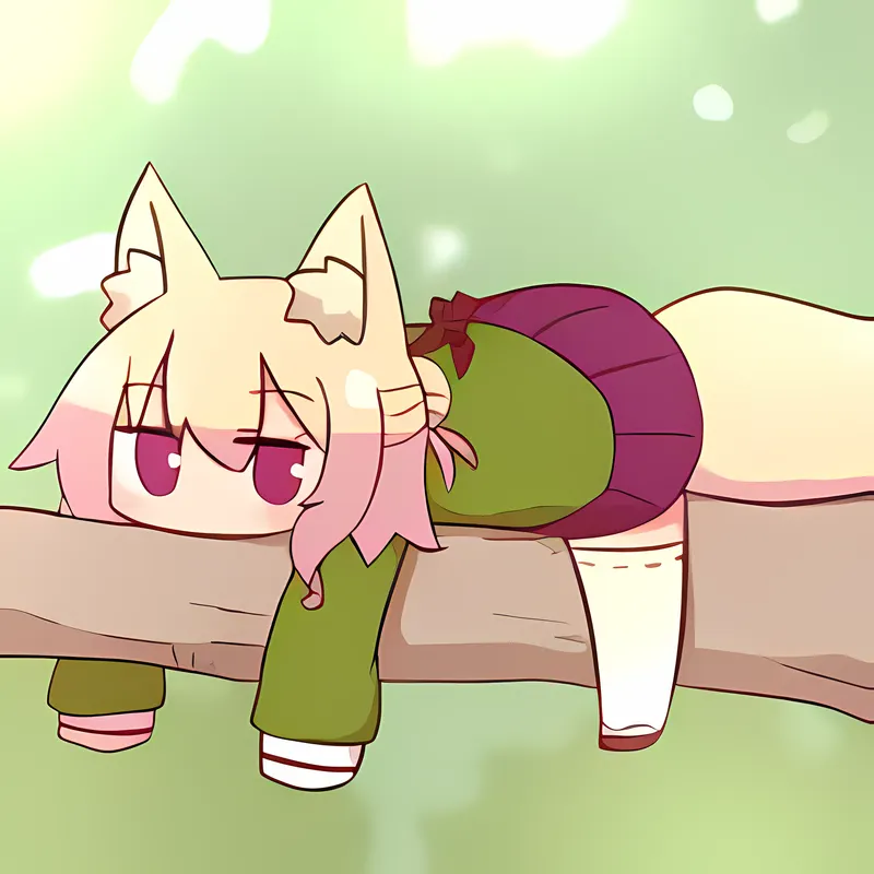 Shiggy lounges on a tree